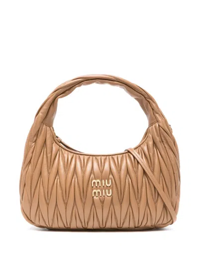 Miu Miu Wander Matelassé Shoulder Bag In Brown