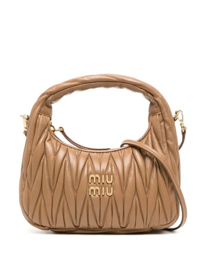 Miu Miu Wander Matelassé Shoulder Bag In Brown