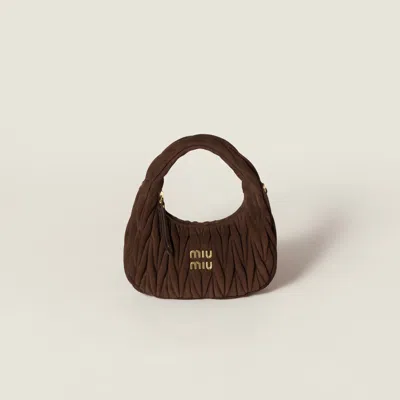 Miu Miu Wander Matelassé Suede Bag In Brown