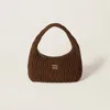 Miu Miu Biscuit Suede Shoulder Bag In Cocoa Brown