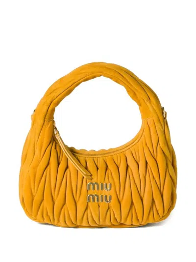 MIU MIU MIU MIU WANDER MATELASSÉ SUEDE HOBO BAG