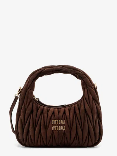 Miu Miu Wander Matelassé Suede Shoulder Bag In Brown