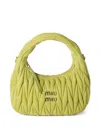 Miu Miu Small Matelassé Leather Wander Top-handle Bag In Green