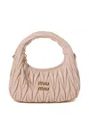 Miu Miu Lamb Leather Quilted Shoulder Bag In Pink
