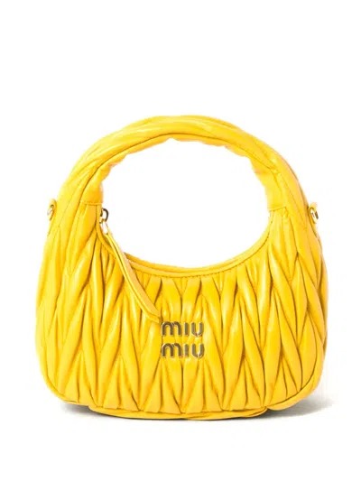 Miu Miu Wander Matelassé Tote Bag In Yellow