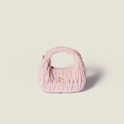 Miu Miu Wander Matelassé Velvet Mini-bag In Pink