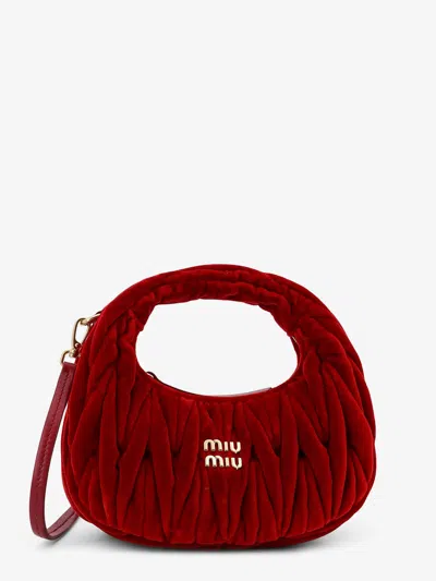 Miu Miu Wander Matelassé Velvet Mini Crossbody Bag In Red