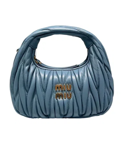 Miu Miu Wander Matrasse Raised Mini Shoulder Bag In Blue