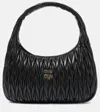 Miu Miu Medium Wander Quilted Leather Hobo Bag In Black