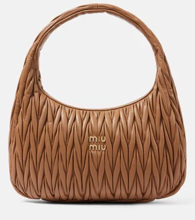 Miu Miu Wander Medium Matelassé Leather Shoulder Bag In Brown