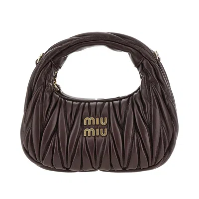 Miu Miu 'wander' Mini Bag In Matelassè Nappa Leather In Brown
