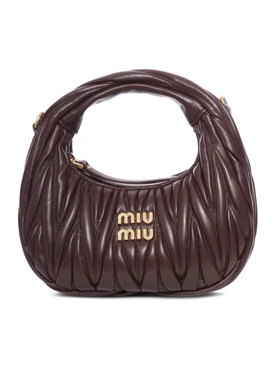 Miu Miu Wander Mini Hobo Bag In Quilted Nappa