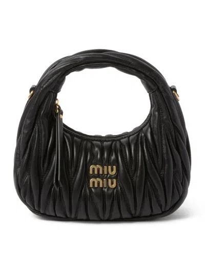 MIU MIU WANDER MINI HOBO BAG IN QUILTED NAPPA