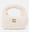 Miu Miu Wander Mini Shearling Shoulder Bag In White