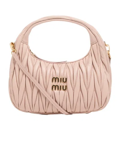 Miu Miu Wander Quilted Shoulder Bag In Pink