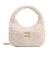 Miu Miu Wander Mini Shearling Shoulder Bag In Nude