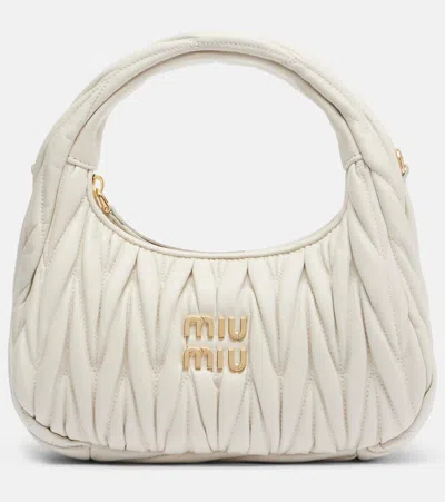Miu Miu Wander Small Leather Top-handle Bag In White