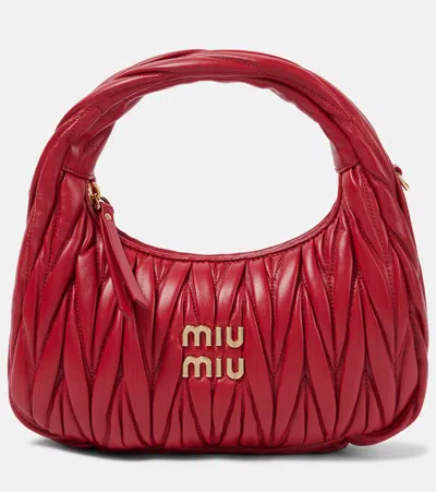MIU MIU WANDER SMALL MATELASSÉ LEATHER TOTE BAG
