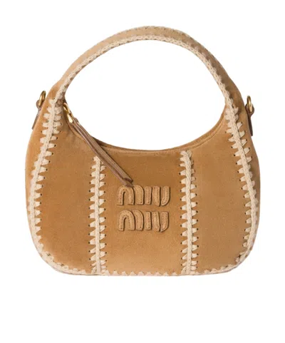 Miu Miu Wander Suede And Crochet Bag