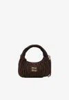 Miu Miu Wander Suede Top Handle Bag In Brown
