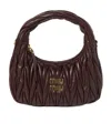 Miu Miu Wander Matelassé Nappa Leather Hobo Bag In Black