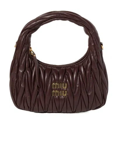 Miu Miu Wander Matelassé Nappa Leather Hobo Bag In Black