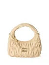 Miu Miu Matelasse Quilted Top Handle Hobo Bag In Neutrals