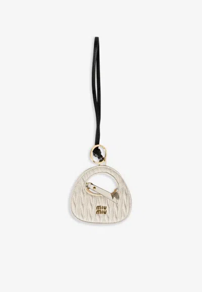 Miu Miu Wander Trick Leather Keyring In White