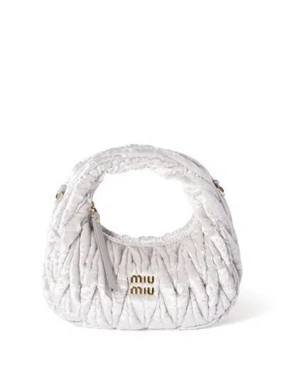 Miu Miu Wander Velvet Mini Bag In Grey