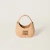 Miu Miu Wander Woven Rattan Top-handle Bag In Brown