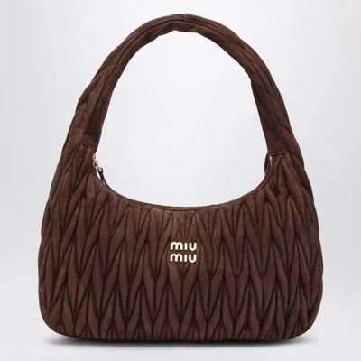 Miu Miu Wander Xl Bag Cocoa Colour In Quilted Suede Women In Brown
