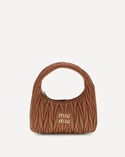 Miu Miu Wandler Hobo Handbag In Brown