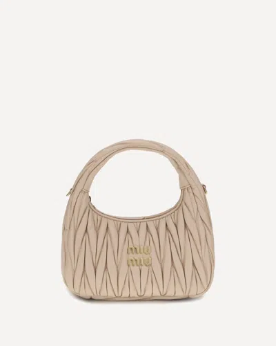 Miu Miu Wandler Hobo Handbag In Neutral