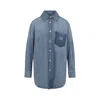 Miu Miu Denim Shirt With Chest Pocket And Round Hem