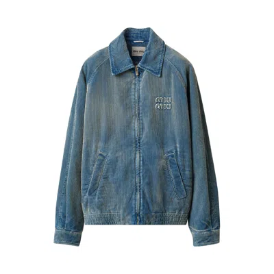Pre-owned Miu Miu Washed Corduroy Jacket 'azzurro' | Blue | Women's Size 36