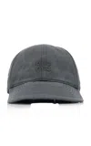 Miu Miu Washed Cotton Baseball Cap In Grey