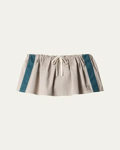 Miu Miu Washed Cotton Twill Pull-on Mini Skirt In Multi