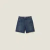 Miu Miu Washed Denim Bermudas In Navy