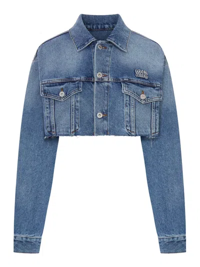 Miu Miu Washed Denim Blouson In Blue