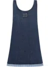 Miu Miu Logo Lettering Denim Mini Dress In F0008 Blue