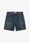 Miu Miu Washed Denim Bermudas In Blue
