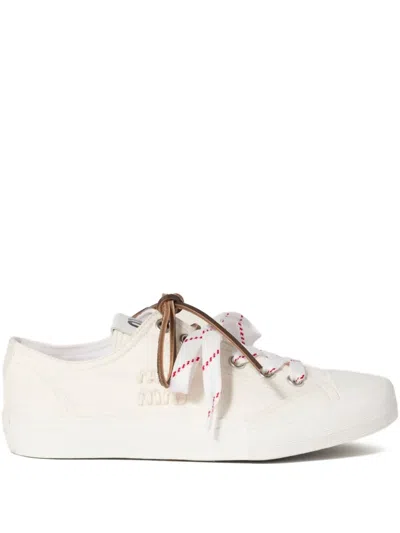Miu Miu Washed-denim Sneakers In Neutrals