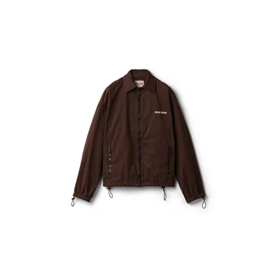 Miu Miu Washed Gabardine Blouson Jacket In Brown