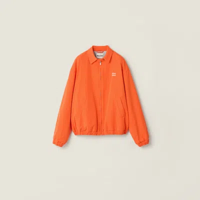 Miu Miu Washed Poplin Blouson Jacket In Orange