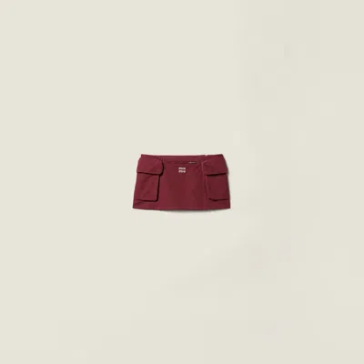 Miu Miu Washed Poplin Miniskirt In Burgundy