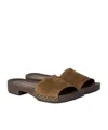 Miu Miu Distressed Suede Clogs Featuring Studded Detail In Brown