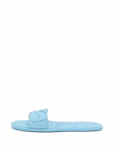 Pre-owned Miu Miu Wavy-pattern Slippers In Blue
