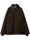 Miu Miu Waxed Oversized Canvas Cotton Jacket In 褐色