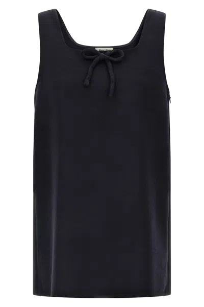 Miu Miu 'waxed Double Wool' Dress In Black