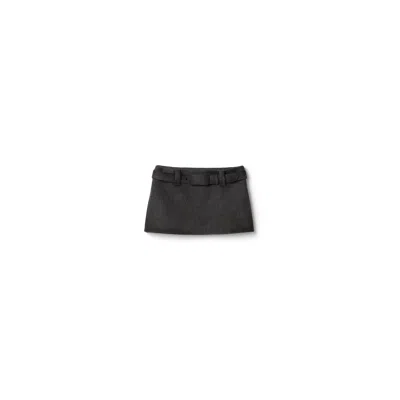 Miu Miu Waxed Double Wool Miniskirt In Grey